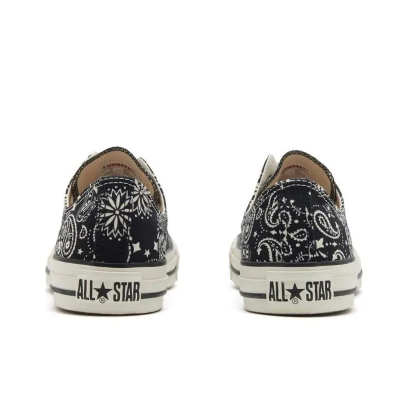 Converse All Star BANDANA OX Anti-Slip And Wear-Resistant Breathable Low-Top Canvas Shoes Unisex Black White-3
