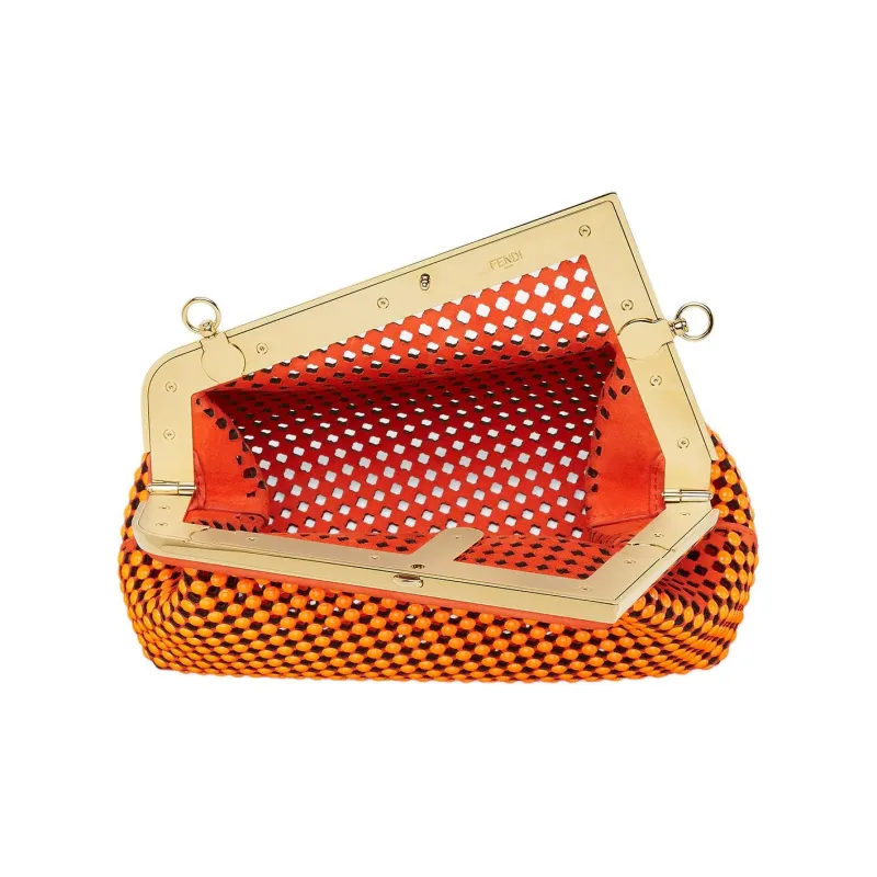 FENDI First Suede One Shoulder Crossbody Clutch Trumpets Women's Red-4