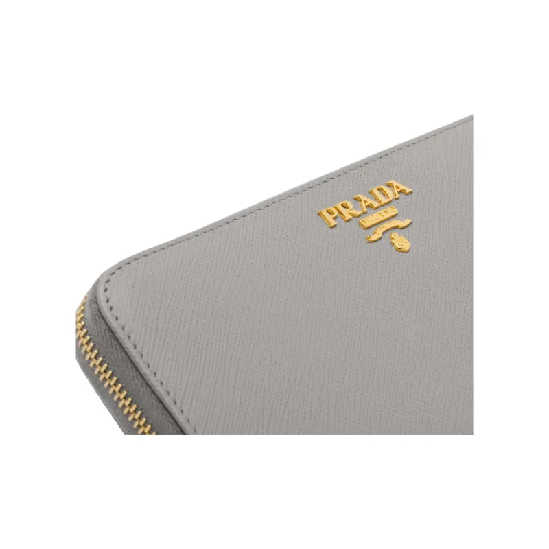 PRADA Leather Wallet Large Size Women's Cloud Gray-4