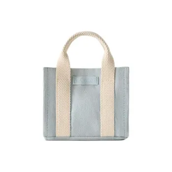 ZARA Cotton Tote Bag Shopping Bag Handbag Shoulder Bag Crossbody Bag Mini Women's Blue