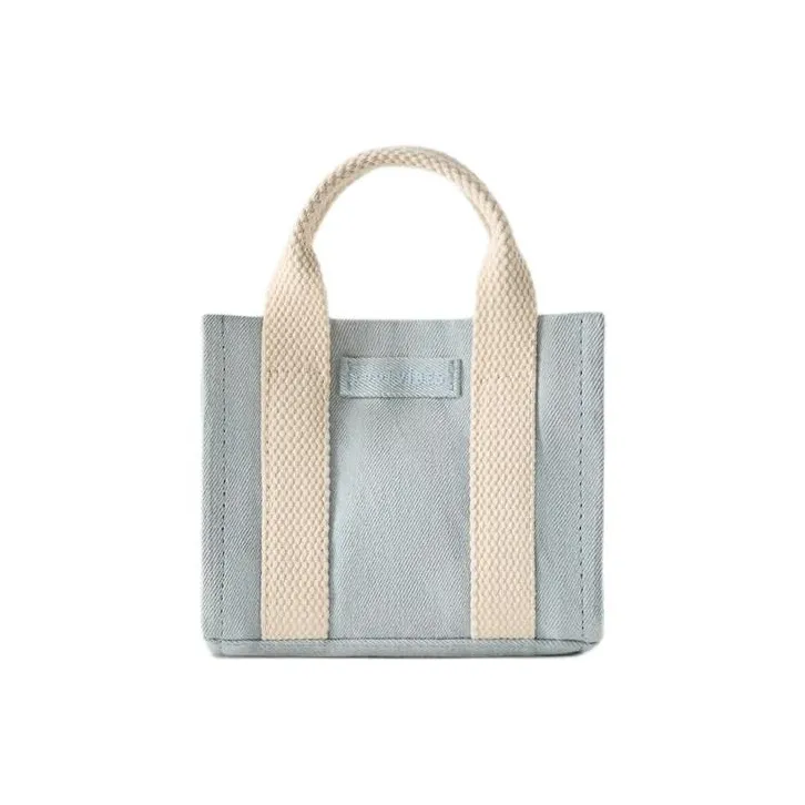 ZARA Cotton Tote Bag Shopping Bag Handbag Shoulder Bag Crossbody Bag Mini Women's Blue-0
