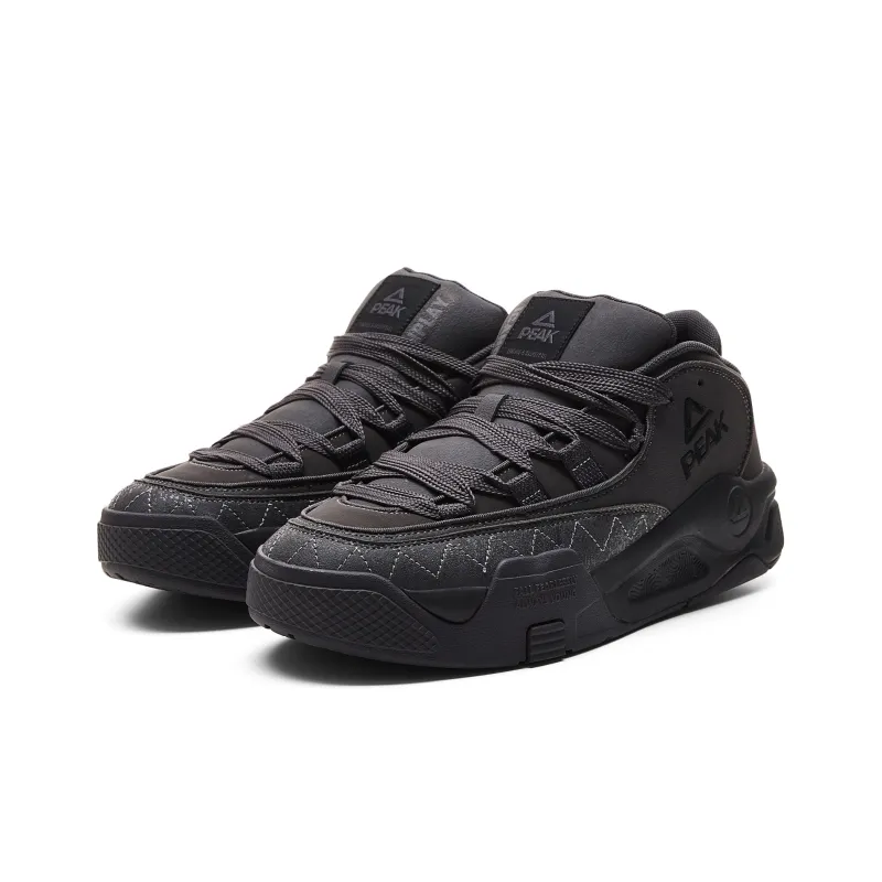 PEAK Taichi Shark Shoes Cushioning Coverage Wear Resistant Breathable High Top Skateboard Shoes Men's Dark Gray-2