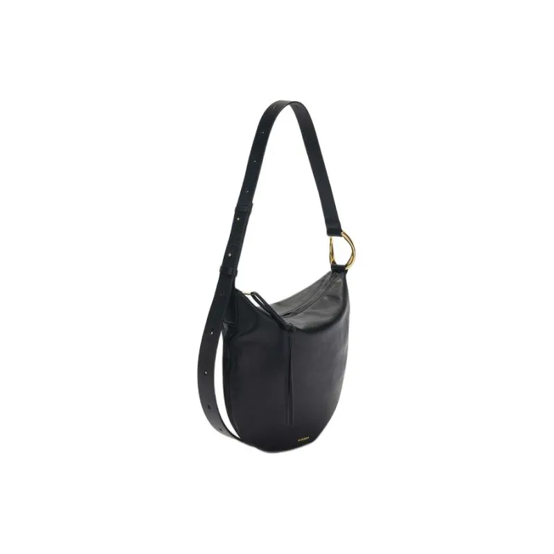 JIL SANDER Calfskin Hobo Bag, Portable Crossbody Bag, Shoulder Bag Trumpets Women's Black-2