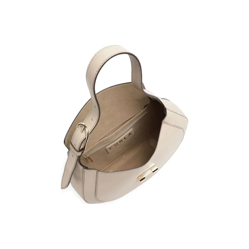 Furla Club 2 Grained Leather Hobo Bag Handbag Shoulder Bag Women's Light Umber-3