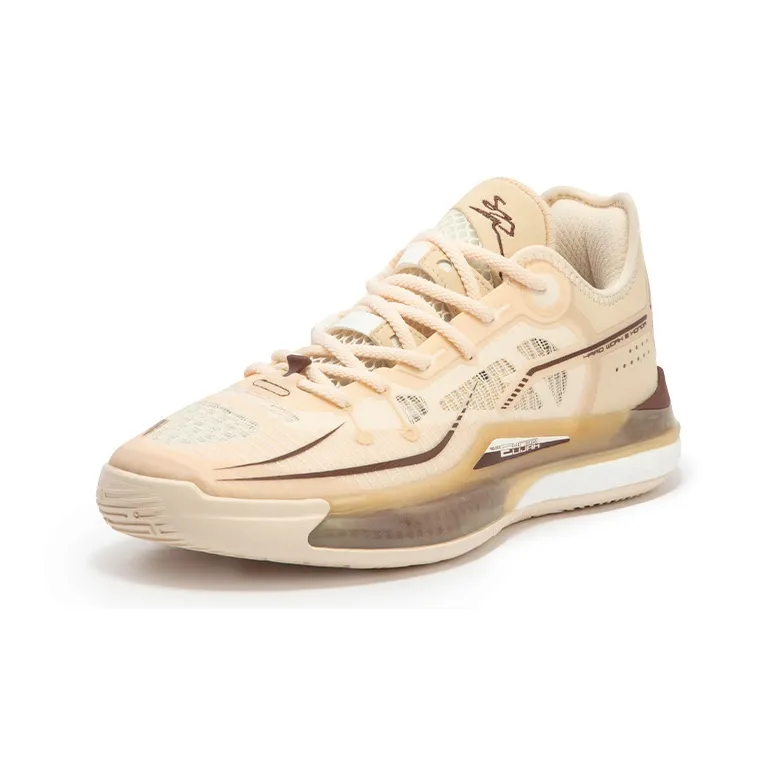 361° DVD SE Milk Tea Cushioning Anti Slip Wear Resistant Breathability Low Top Basketball Shoes Men's Dune White-1