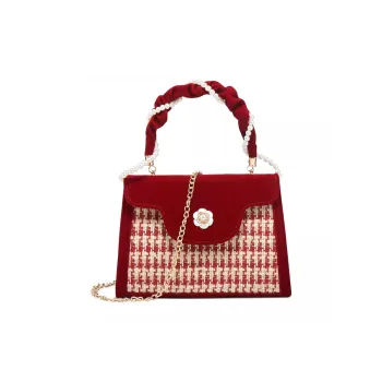 CLEVER& KETCH Corduroy Portable Crossbody Bag Shoulder Bag Small Size Women's Red