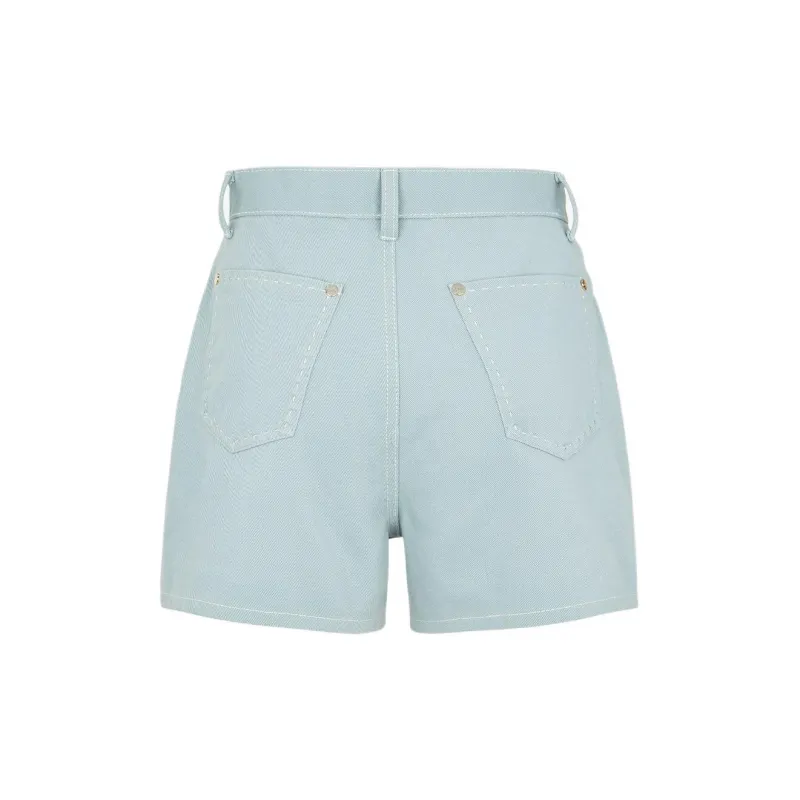 FENDI Ff Embroidered Denim Shorts-1