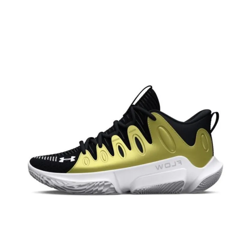 Under Armour Flow Breakthru 4 Cushioning Anti-Slip And Wear-Resistant Mid-Top Basketball Shoes Women's Black Gold-0