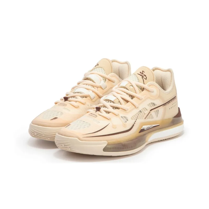 361° DVD SE Milk Tea Cushioning Anti Slip Wear Resistant Breathability Low Top Basketball Shoes Men's Dune White-2