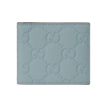 GUCCI Rubber Effect Leather Wallet Men's Light Blue