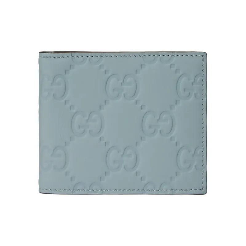 GUCCI Rubber Effect Leather Wallet Men's Light Blue-0