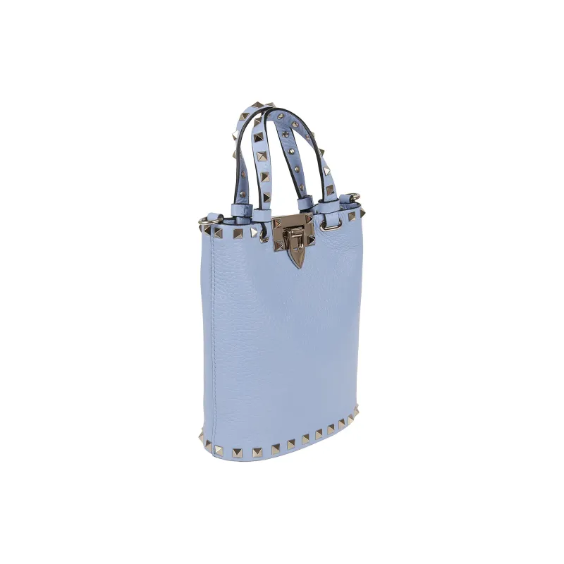 Valentino Rockstud Grained Calfskin Bucket Bags Shoulder Bag Crossbody Bag Handbag Mini Women's Blue-2