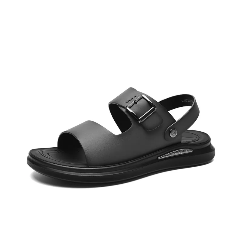 AOKANG 2-in-1 Plain Dad Sandals Beach Sandals Men's Black-12