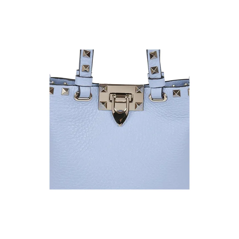 Valentino Rockstud Grained Calfskin Bucket Bags Shoulder Bag Crossbody Bag Handbag Mini Women's Blue-3