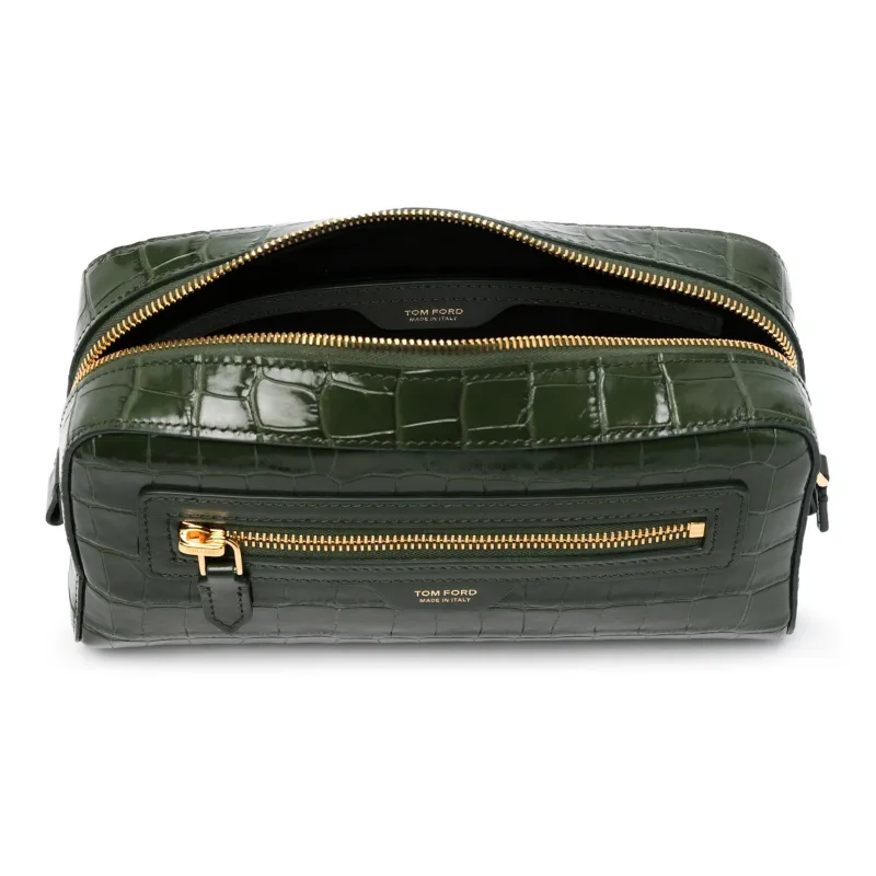 TOM FORD Calfskin Clutch Men's Olive Green-2