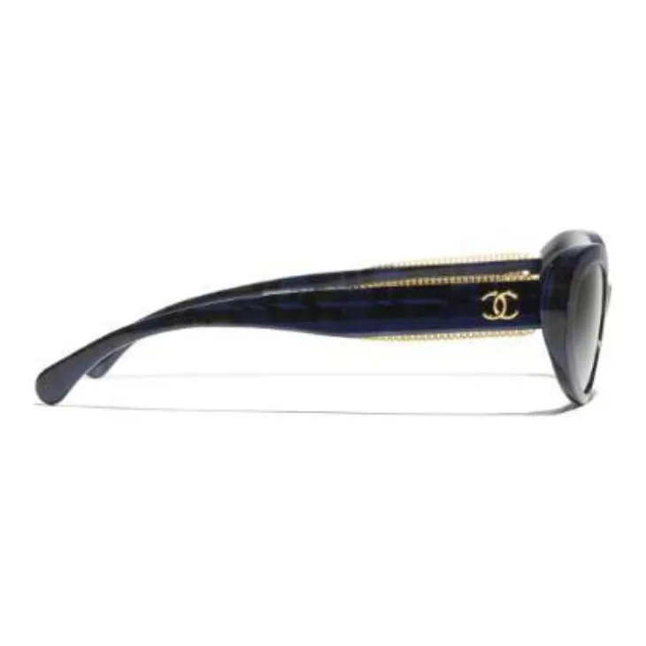 CHANEL Acetate Cat Eye Sunglasses Women's Black-3