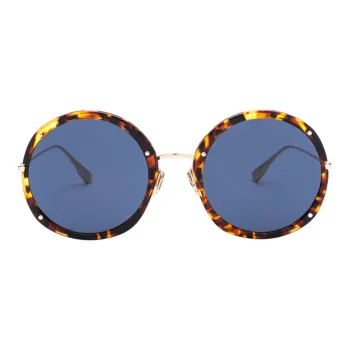 DIOR Metal Round Sunglasses Women's Tortoiseshell