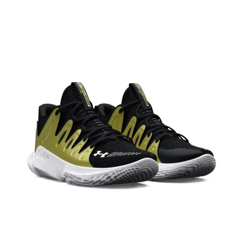 Under Armour Flow Breakthru 4 Cushioning Anti-Slip And Wear-Resistant Mid-Top Basketball Shoes Women's Black Gold-2