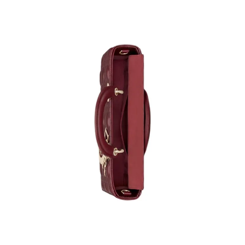 DIOR Lady D-JOY Lambskin Shoulder Bag Crossbody Bag Handbag Medium Size Women's Burgundy-5