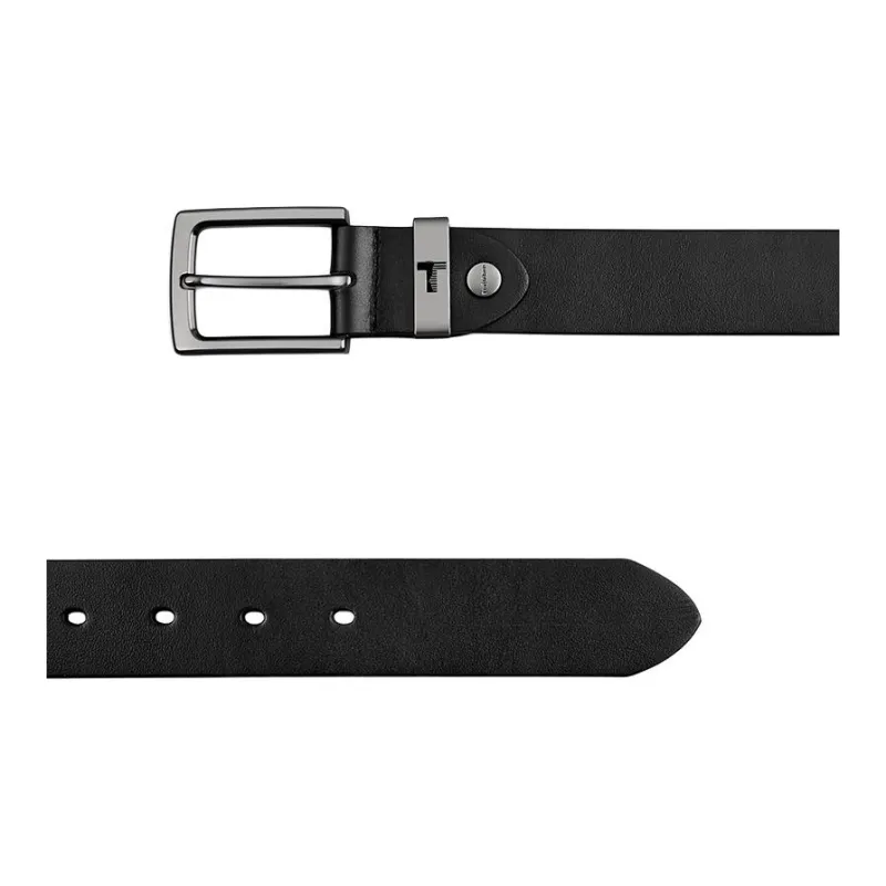 Thereble Business Elegant Alloy Pin Buckle Top Grain Cow Leather Belts Men's Black-2