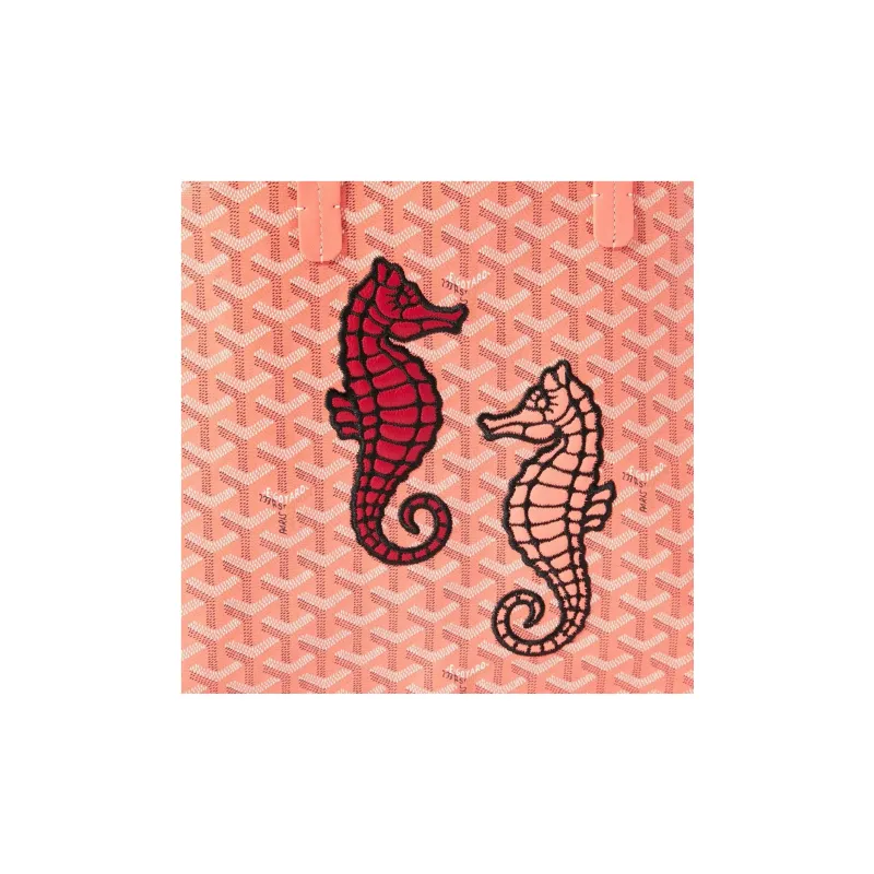GOYARD Anjou Canvas With Leather Canvas Bag Tote Bag Shopping Bag Shoulder Bag Handbag Small Size Women's Orange Pink-3