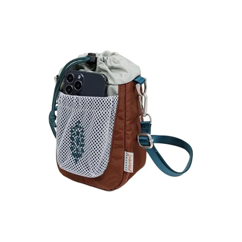 Doughnut Fp Movement Collaboration Nylon Crossbody Bags Shoulder Bags Unisex Light Gray With Chestnut Accents-2