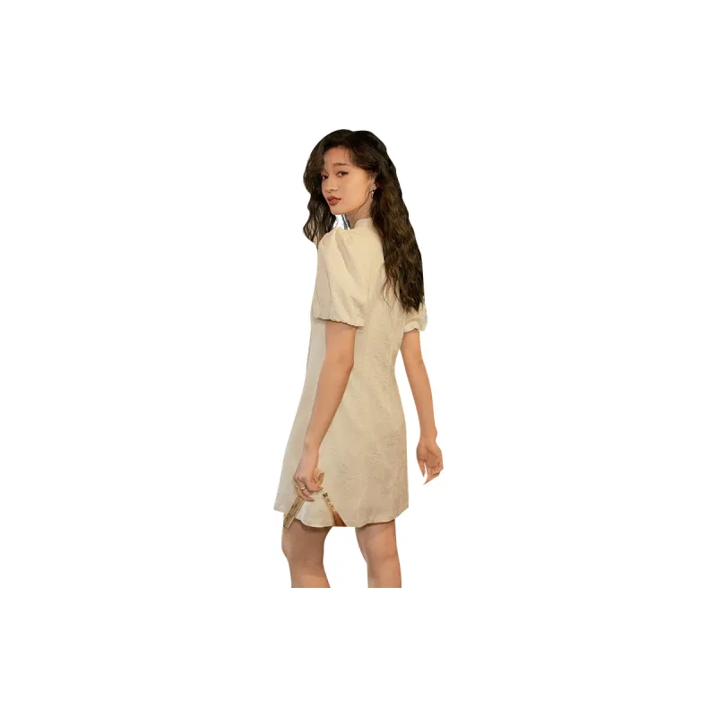 ELF SACK Short Sleeved Dresses Women's Chinese Style White-1