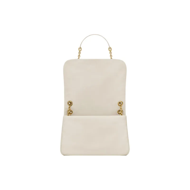 SAINT LAURENT Lambskin Shoulder Bag, Crossbody Bag, Handbag Trumpets Women's Vintage White-5