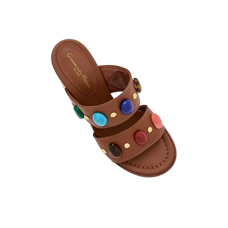 GIANVITO ROSSI 90mm Beaded Leather Mules-3
