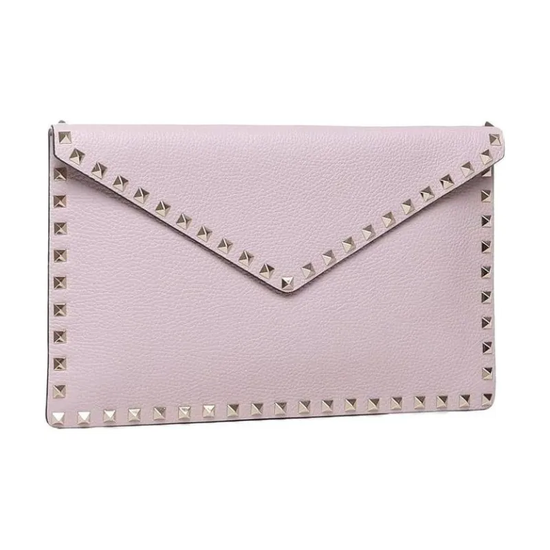 Valentino Grained Calfskin Clutch Women's Aqua Lilac-1