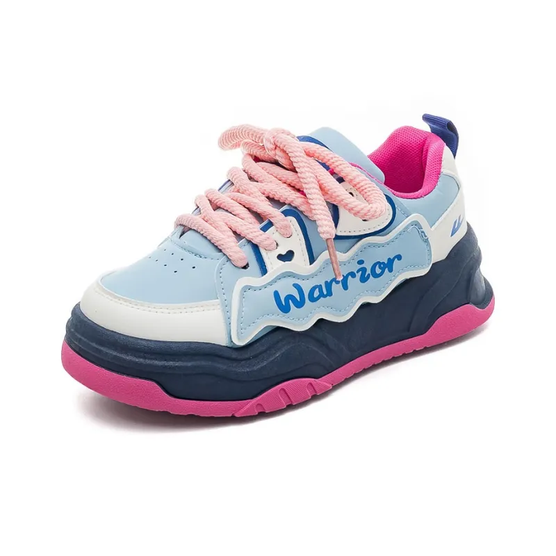 Warrior Warrior Wear Resistant Slip Resistant Low Top Skateboard Shoes Women's Blue Beige-2