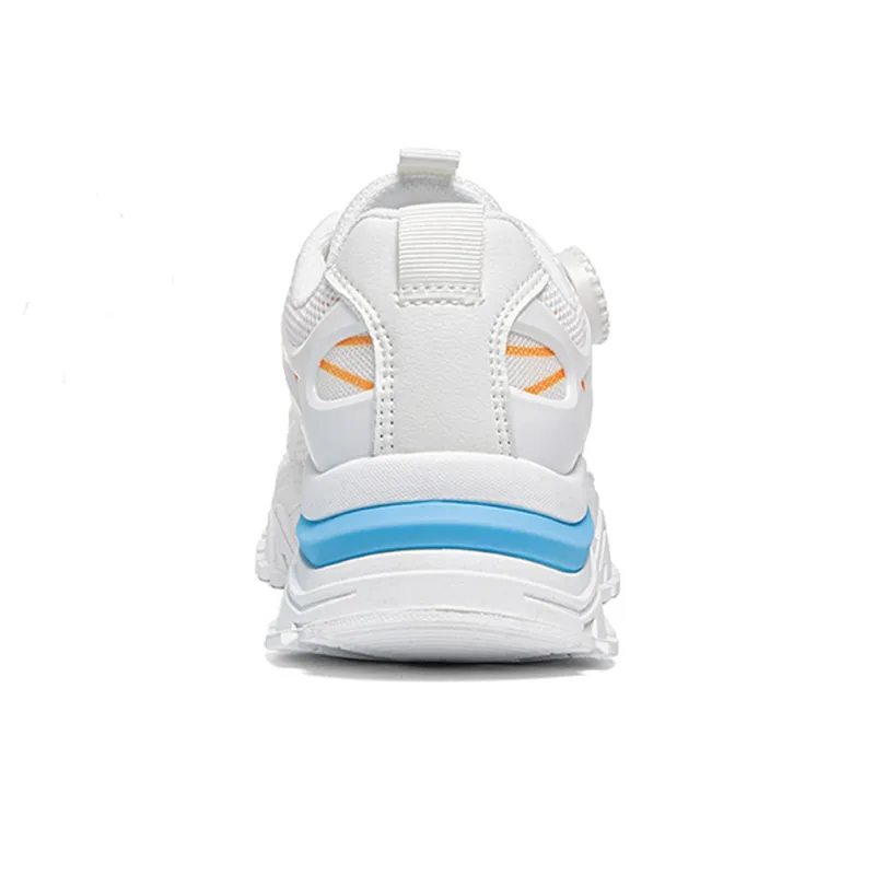Warrior Lightweight Wear-Resistant And Slip-Resistant Low-Top Chunky Sneakers Unisex White Orange Blue-2
