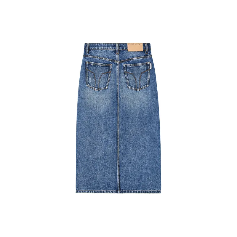Miss Sixty Denim Long Skirt Women's Blue-1