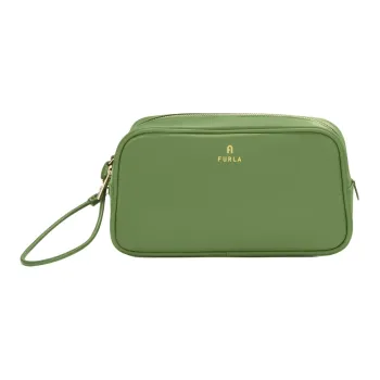 Furla Nylon Clutch Makeup Bag Extra Large Women's Ivy Green