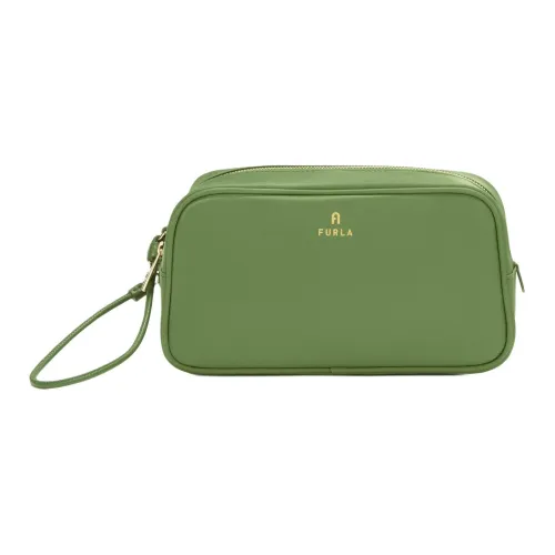 Furla Nylon Clutch Makeup Bag Extra Large Women's Ivy Green