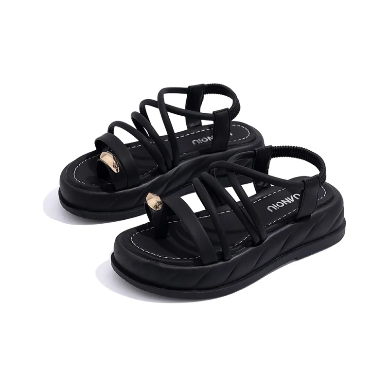 HUANQIU Beach Sandals Women's Black-1