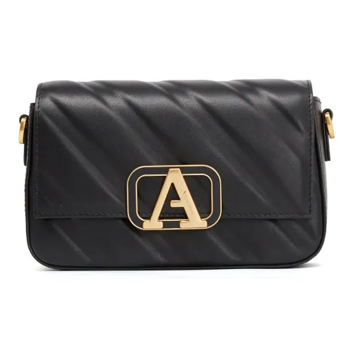 AQUASCUTUM Cow Leather Crossbody Handbag Women's Black