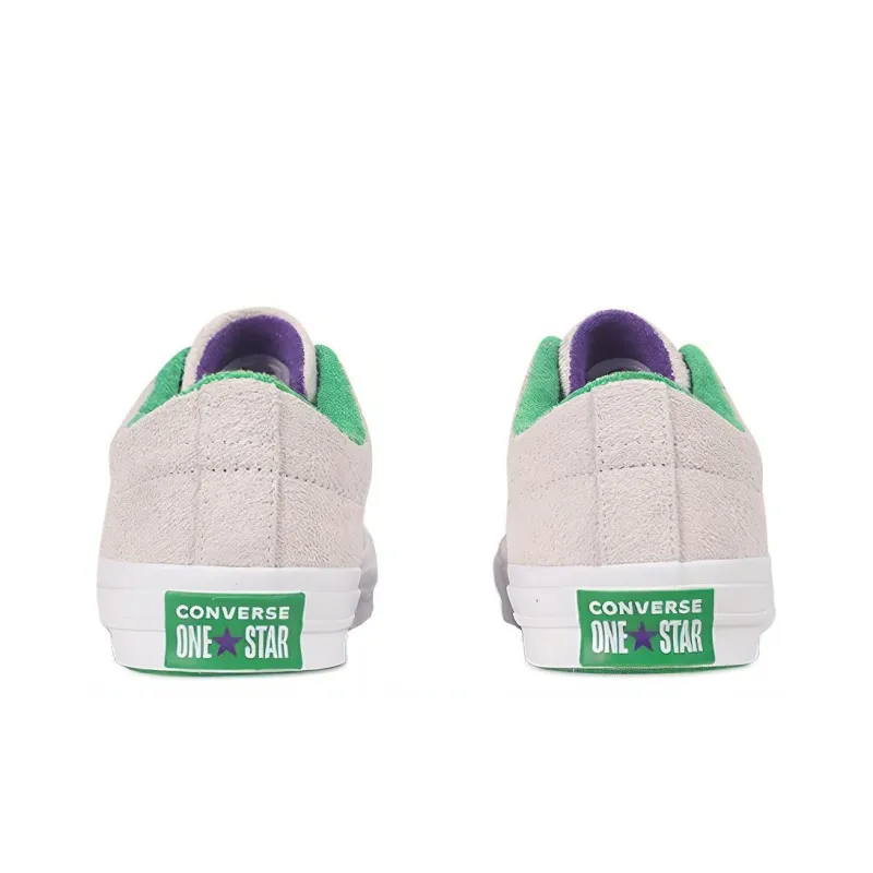 Converse One Star Anti-Slip Wear-Resistant Low-Top Canvas Shoes Unisex Gray Purple-3