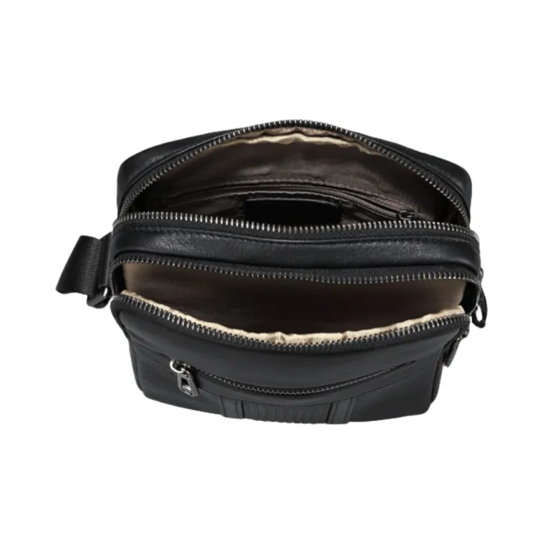NOMK Top Grain Cow Leather Fanny Pack Small Crossbody Bag Shoulder Bag Crossbody Bag Regular Men's Black-4