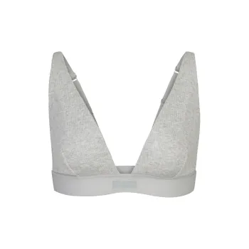 SKIMS COTTON RIB PLUNGE BRALETTE Bra Women's Light Heather Grey