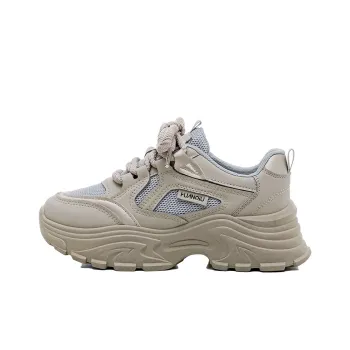 HUANQIU Wear Resistant Lightweight Height Increasing Low Top Chunky Sneakers Women's Gray