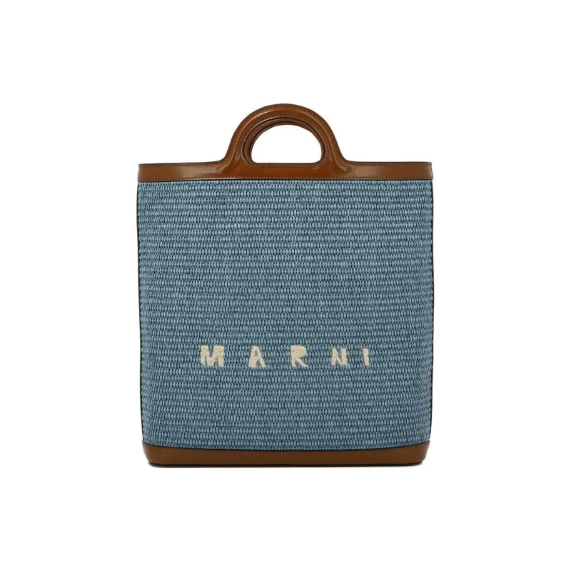 MARNI Tropicalia Logo Embroidered Raffia Tote Bag-0