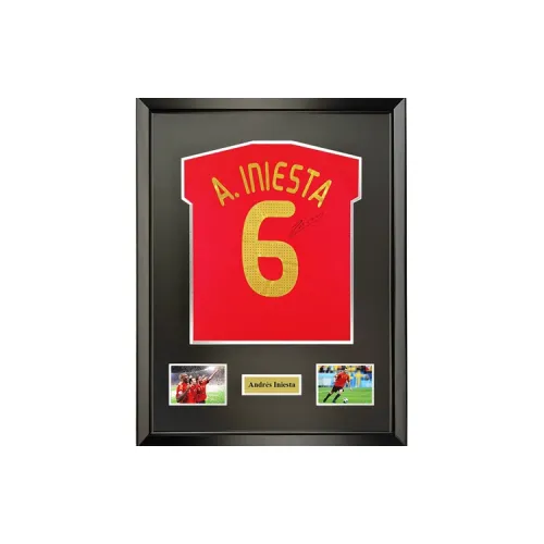 Three For Iniesta 2008 UEFA European Football Championship Signed Soccer Apparel Jersey Included SA Certificate Framed