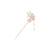 Traditional Chinese Style Tassel Hairpin[Pink Double Peach Blossom]