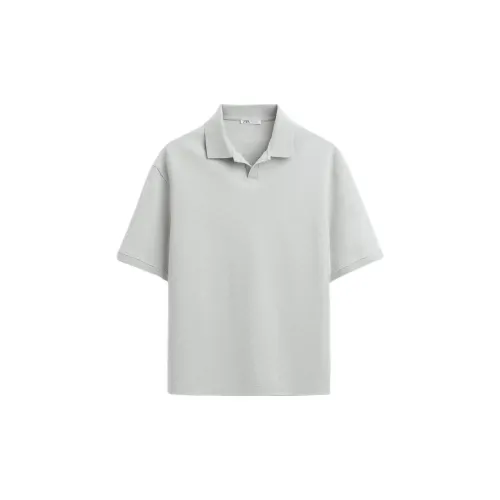 ZARA Polo Shirts Men Light Blue