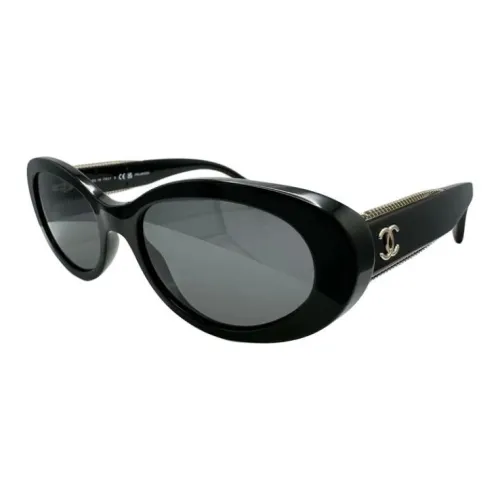 CHANEL Acetate Cat Eye Sunglasses Women's Black