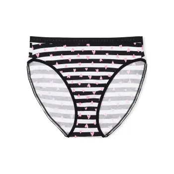 Victoria's Secret Stretch Cotton High-Leg Brief Panty/Stripe Underpants Women's 1 Pack Black White Stripes