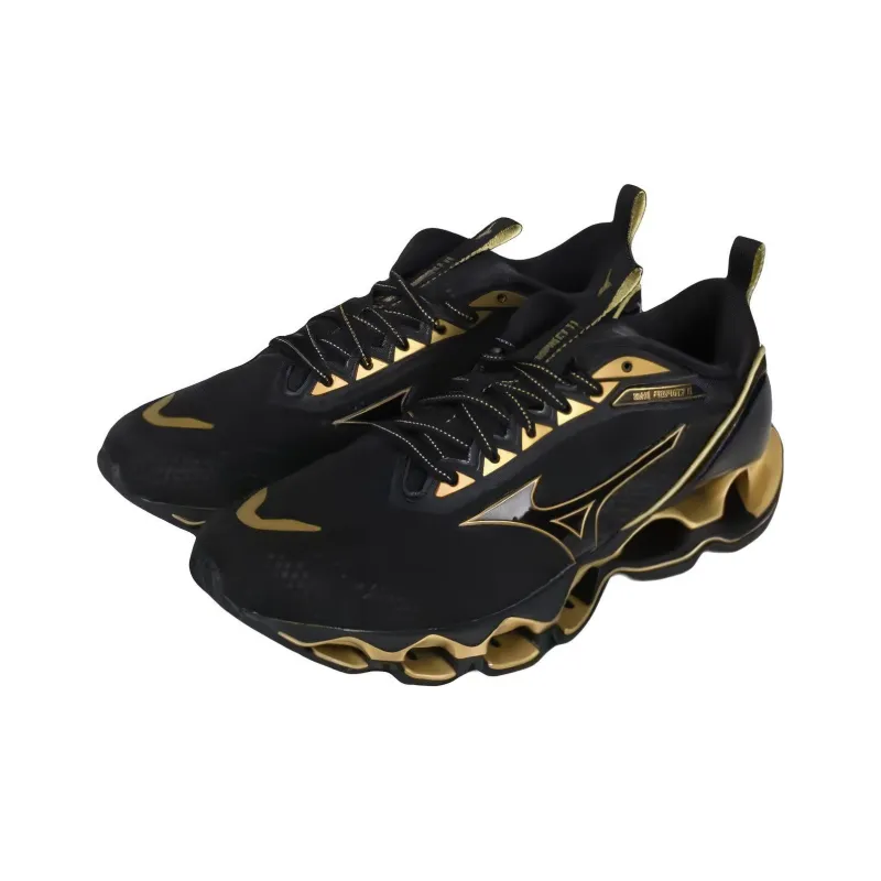Mizuno Prophecy 11 Cushioning Anti Slip Wear Resistant Breathability Low Top Running Shoes Men's Black Gold-2