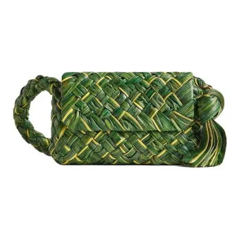 Bottega Veneta Calfskin Shoulder Bag Women's Seagrass Color