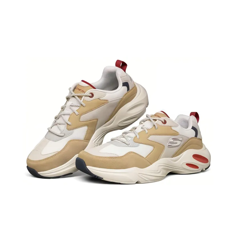 Skechers Stamina Airy D'Lites Wear Resistant Low Top Chunky Sneakers Men's White Gray Umber-2